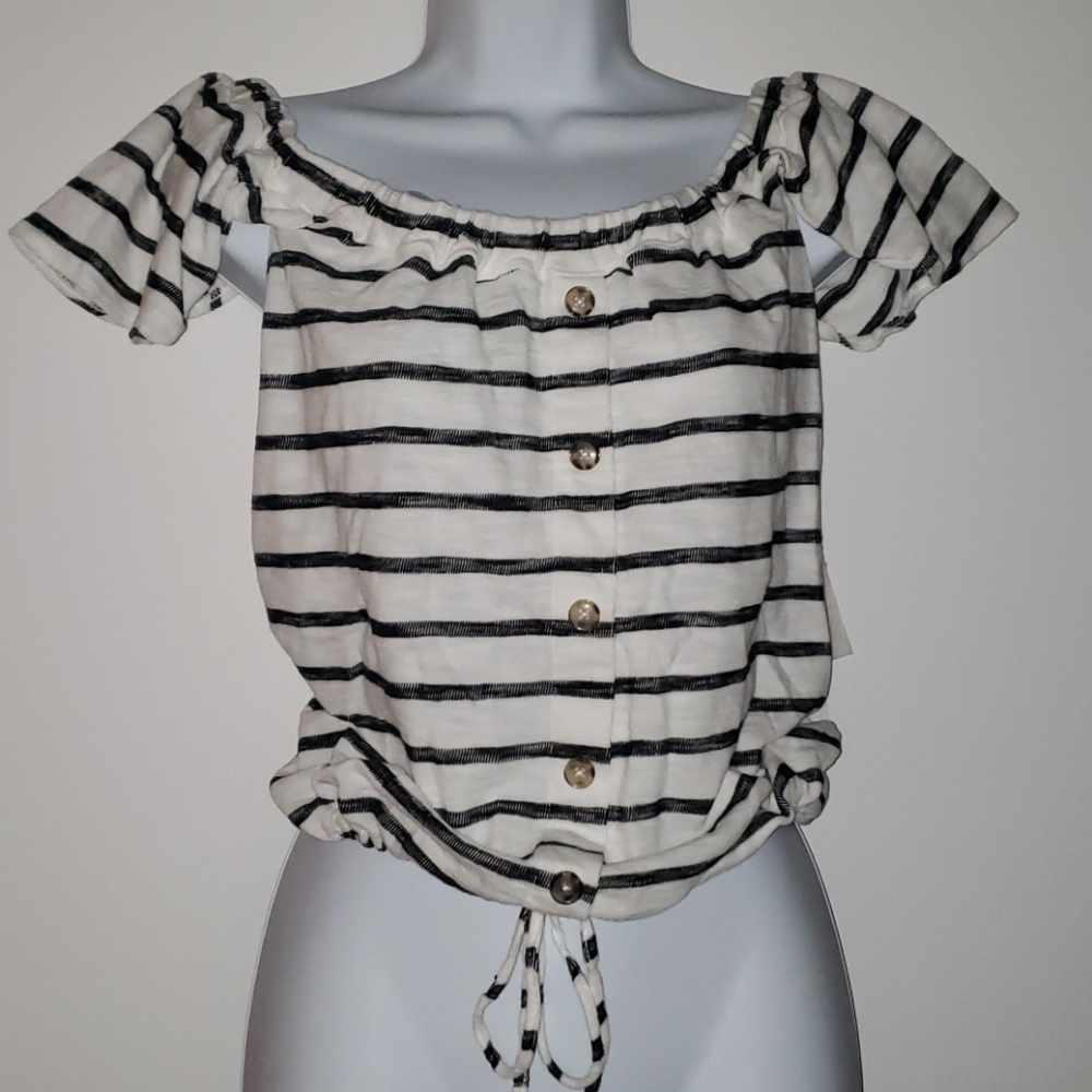 New Black and White Stripe Top